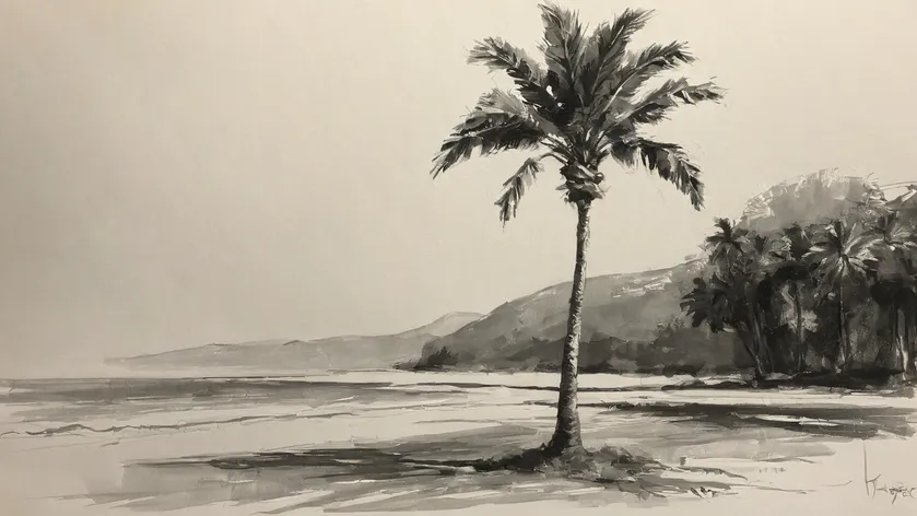 palm tree sketch