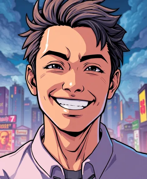 anime male smiling