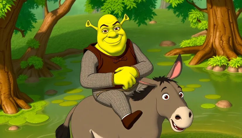 shrek riding donkey