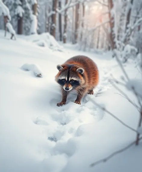 raccoon tracks in snow