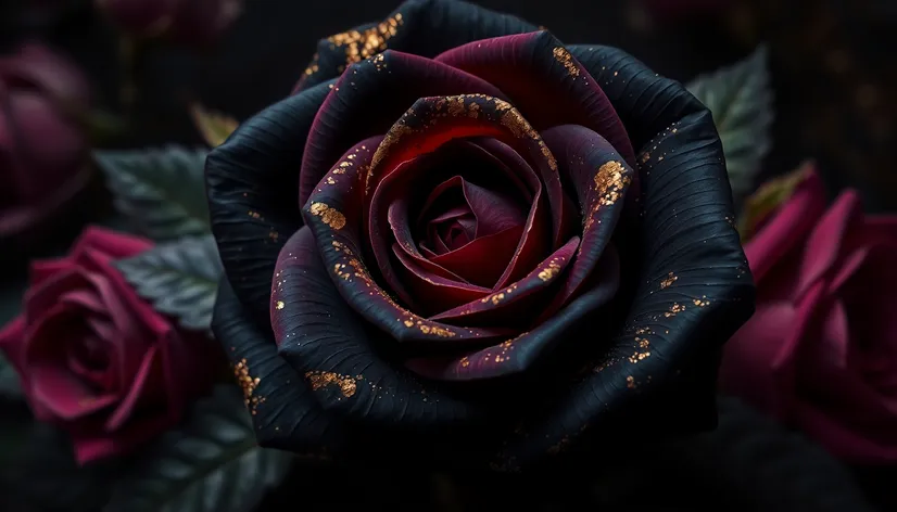 black rose with gold