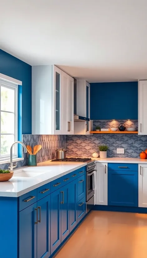 blue and white kitchen