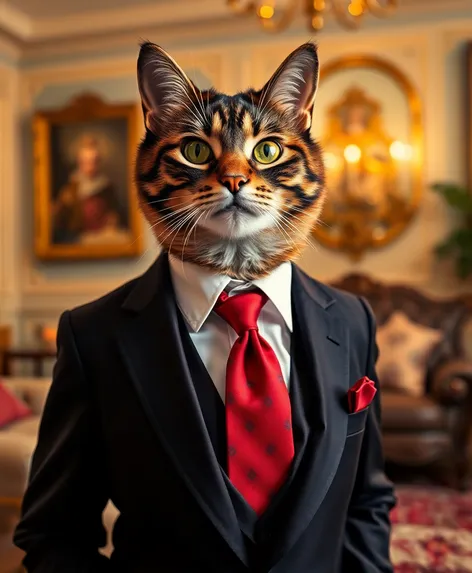 cat wearing tie