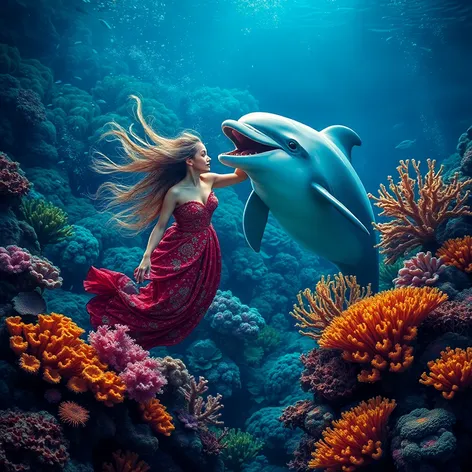 dolphin and lady