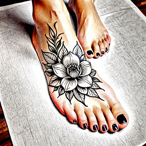 flower foot tattoo