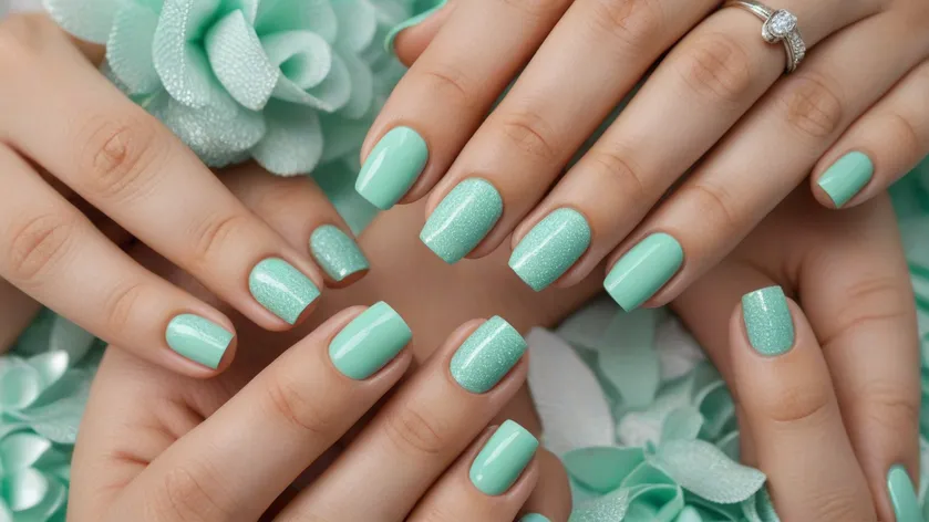 mint green nails