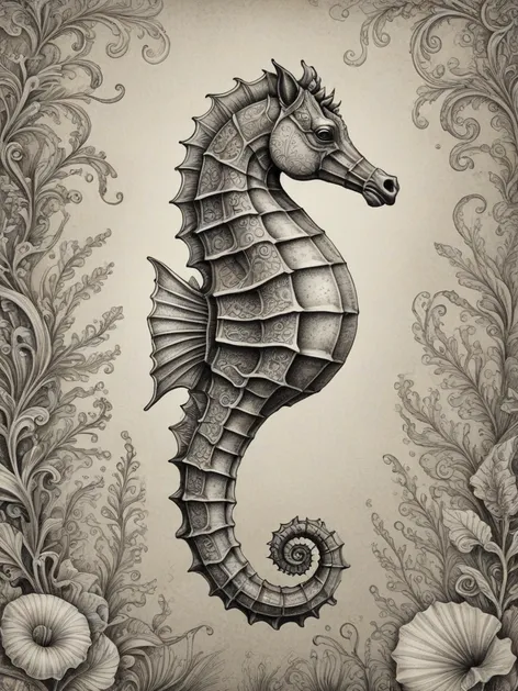 sea horse drawing