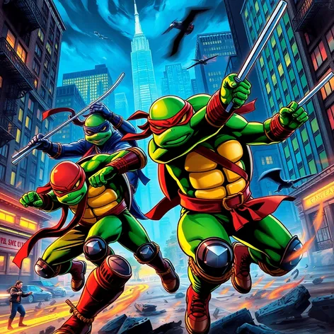 ninja turtles fighting