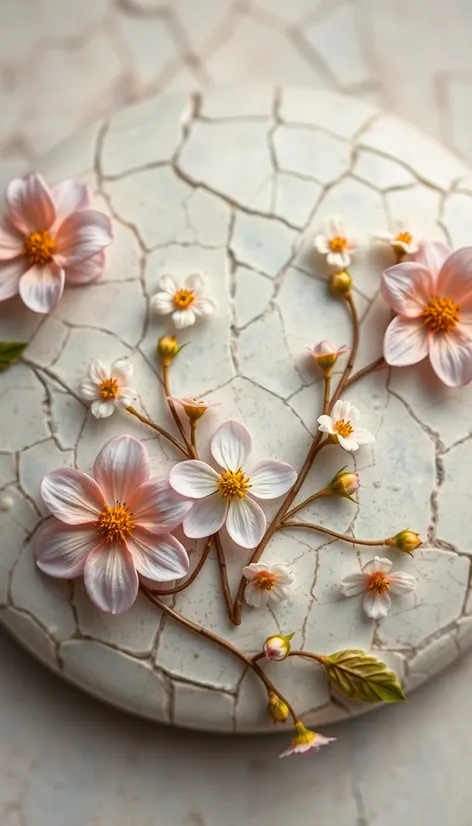 flowers inside cracked porcelain