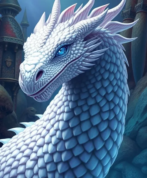 white dragon with blue