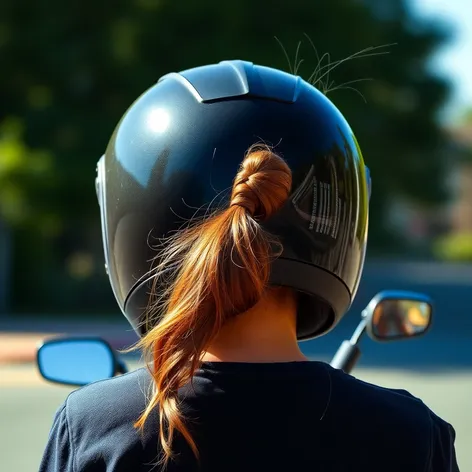 girls motorcycle helmet hair