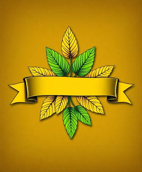 ribbon banner with leaves