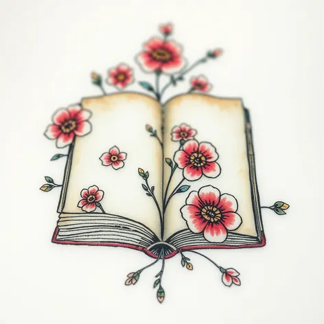 floral book tattoo