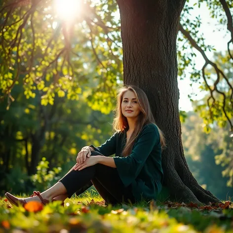 woman sitting under a