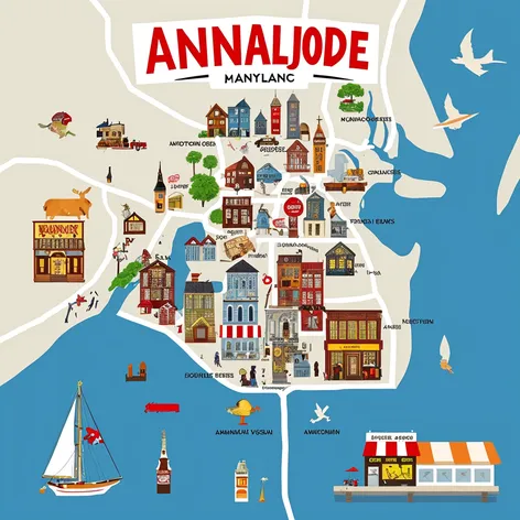 cartoon map Annapolis maryland