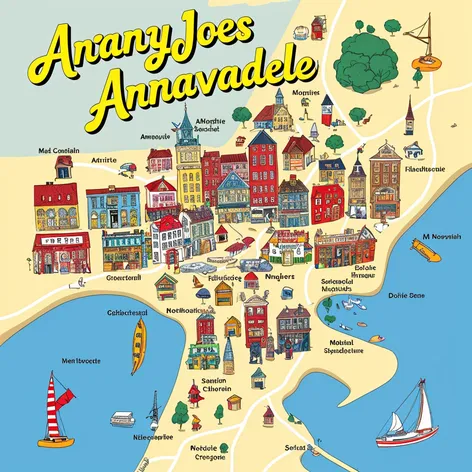 cartoon map Annapolis maryland