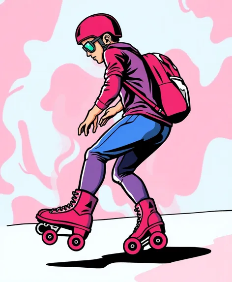 drawing rollerskating clipart view