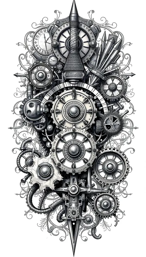 mechanical tattoo back