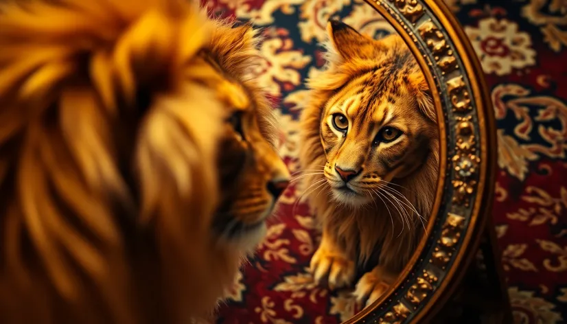 cat looking into mirror