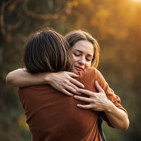 Two people hug