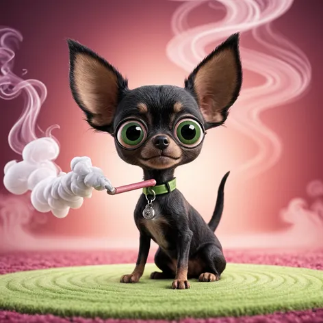 Black Chihuahua smoking bong