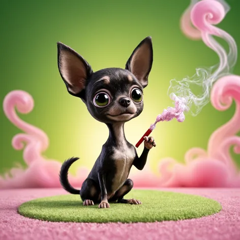 Black Chihuahua smoking bong