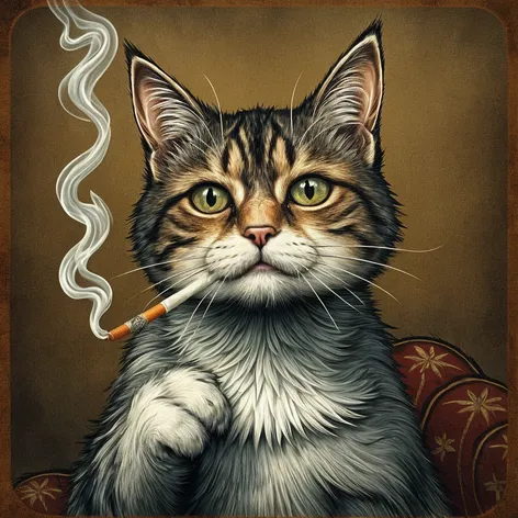 cat smoking cigarette