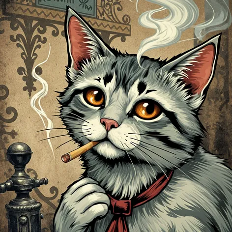 cat smoking cigarette