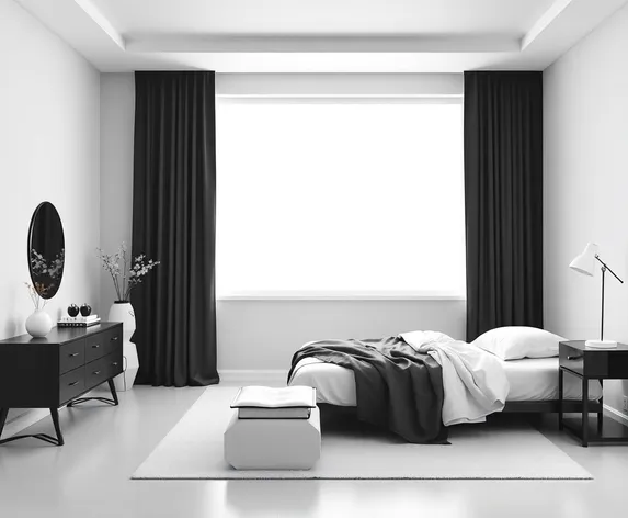 white and black bedroom