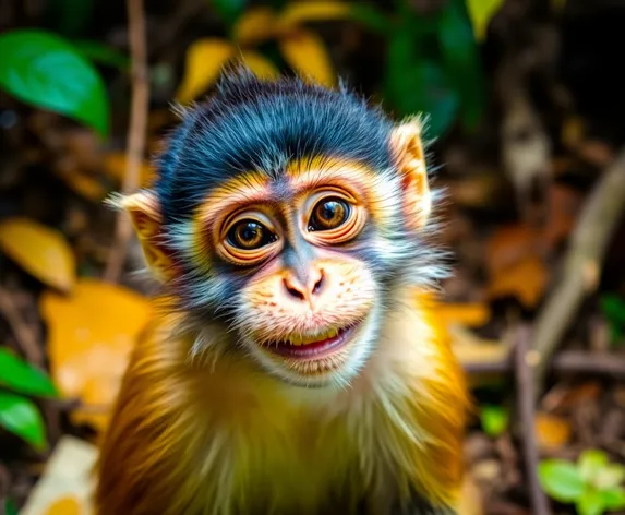 smiling monkey at camera