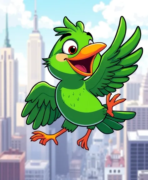 green cartoon bird