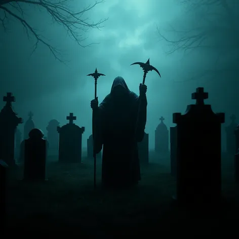 grim reaper in graveyard