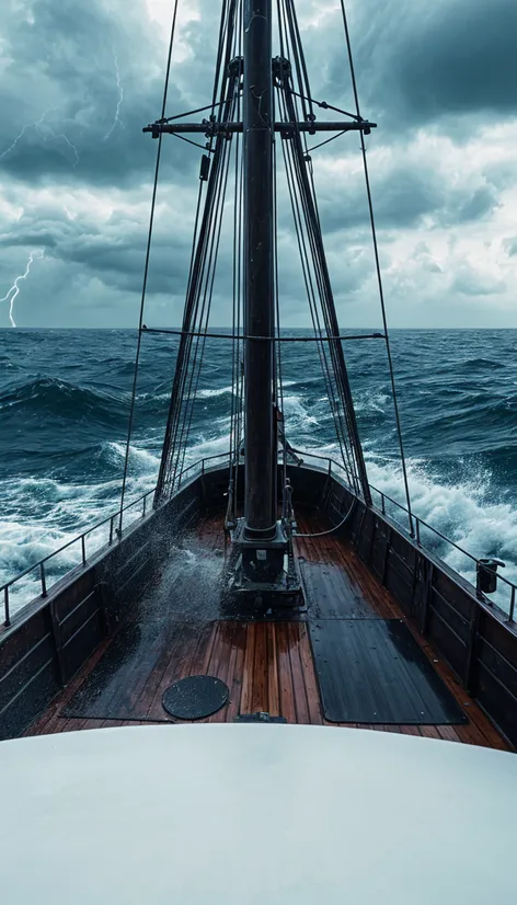 ship deck in storm