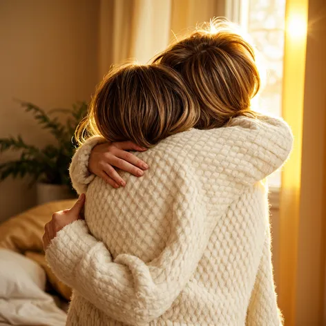 My mom hug me