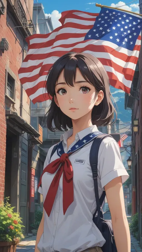 USA Flag Anime Girl