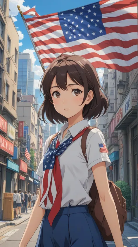 USA Flag Anime Girl