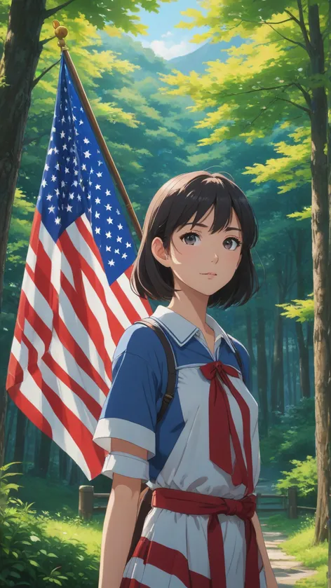 USA Flag Anime Girl