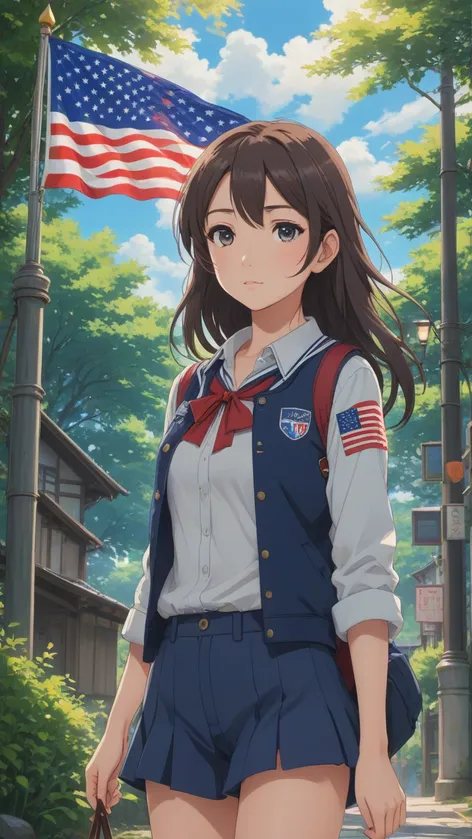 USA Flag Anime Girl