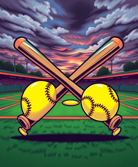 clip art softball bats