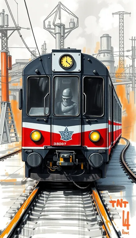 realistic train drawing