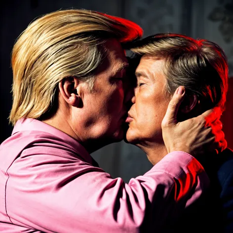 Trump kissing a man