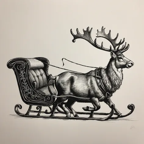 santa sleigh drawing