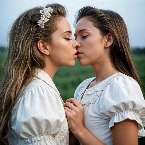 two young girls kissing