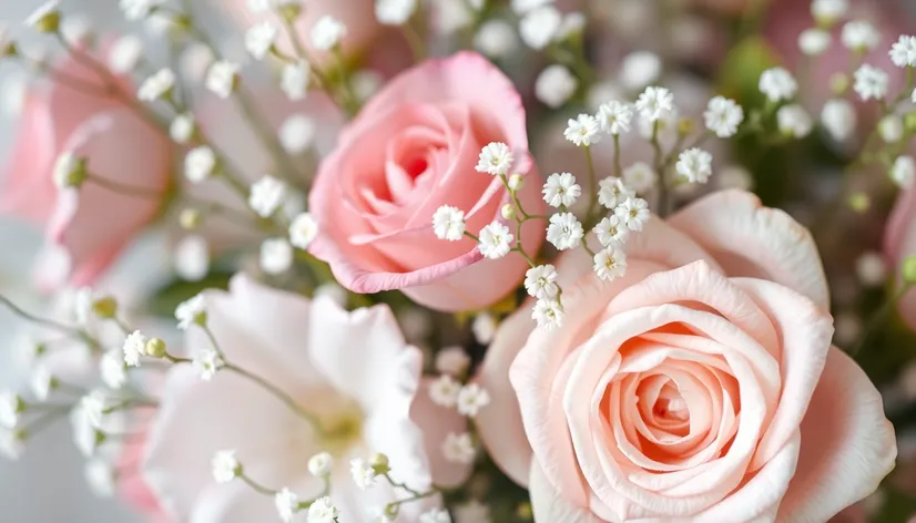 baby's breath and rose