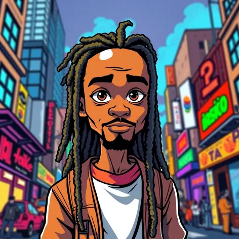 cartoon character with dreadlocks