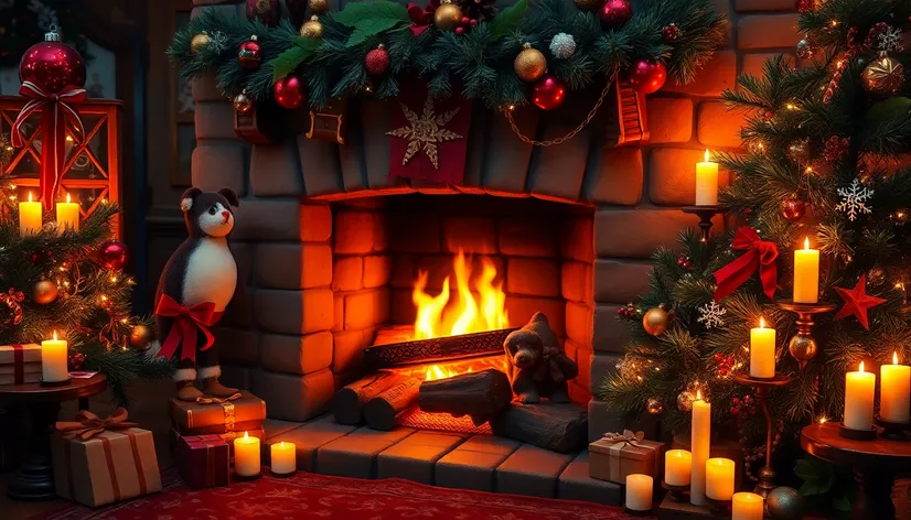 christmas backgrounds fireplace