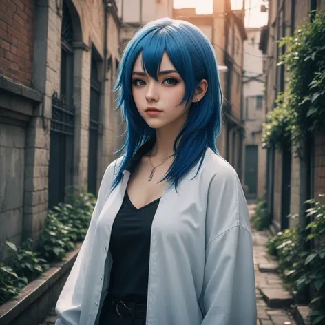 gothic blue hair girl