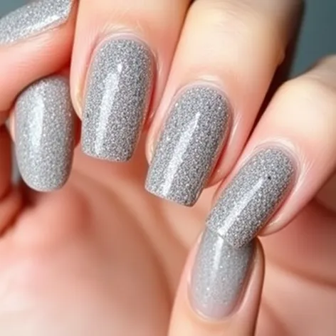 grey nails glitter