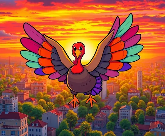 flying turkey cartoon