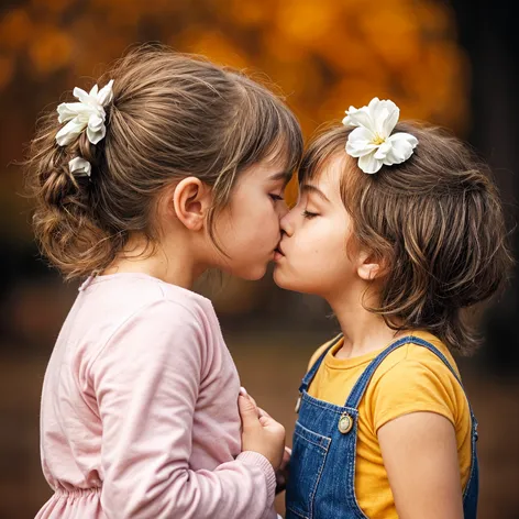 Little girls kissing